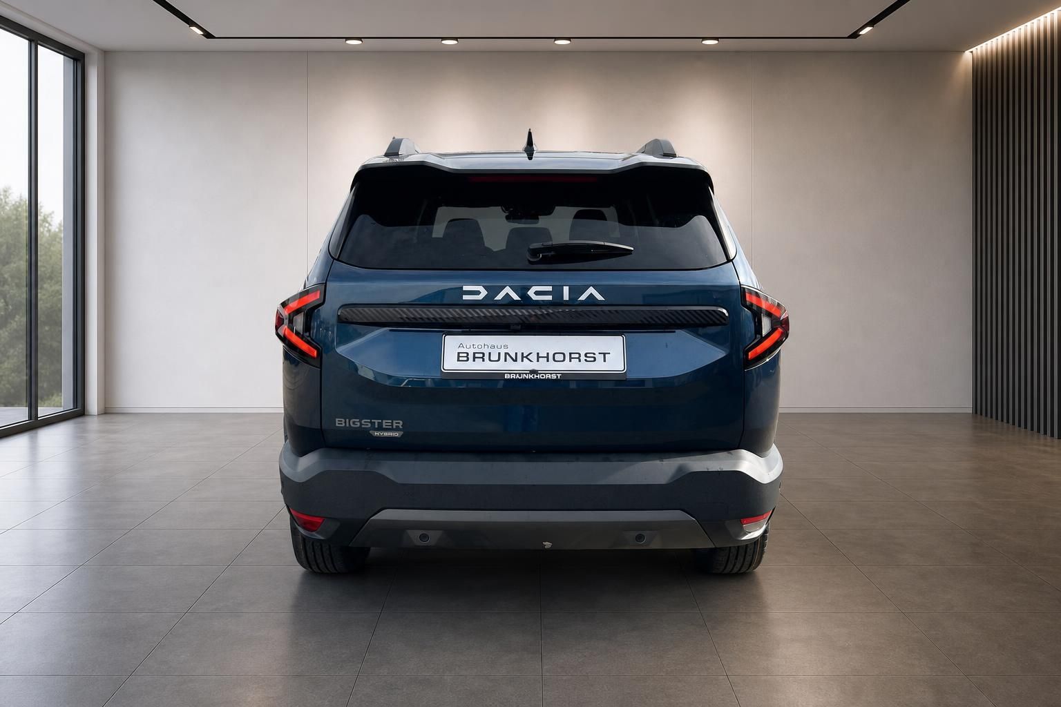 Dacia Bigster Heckansicht mit LED-Rücklichtern und BRUNKHHORST Kennzeichen