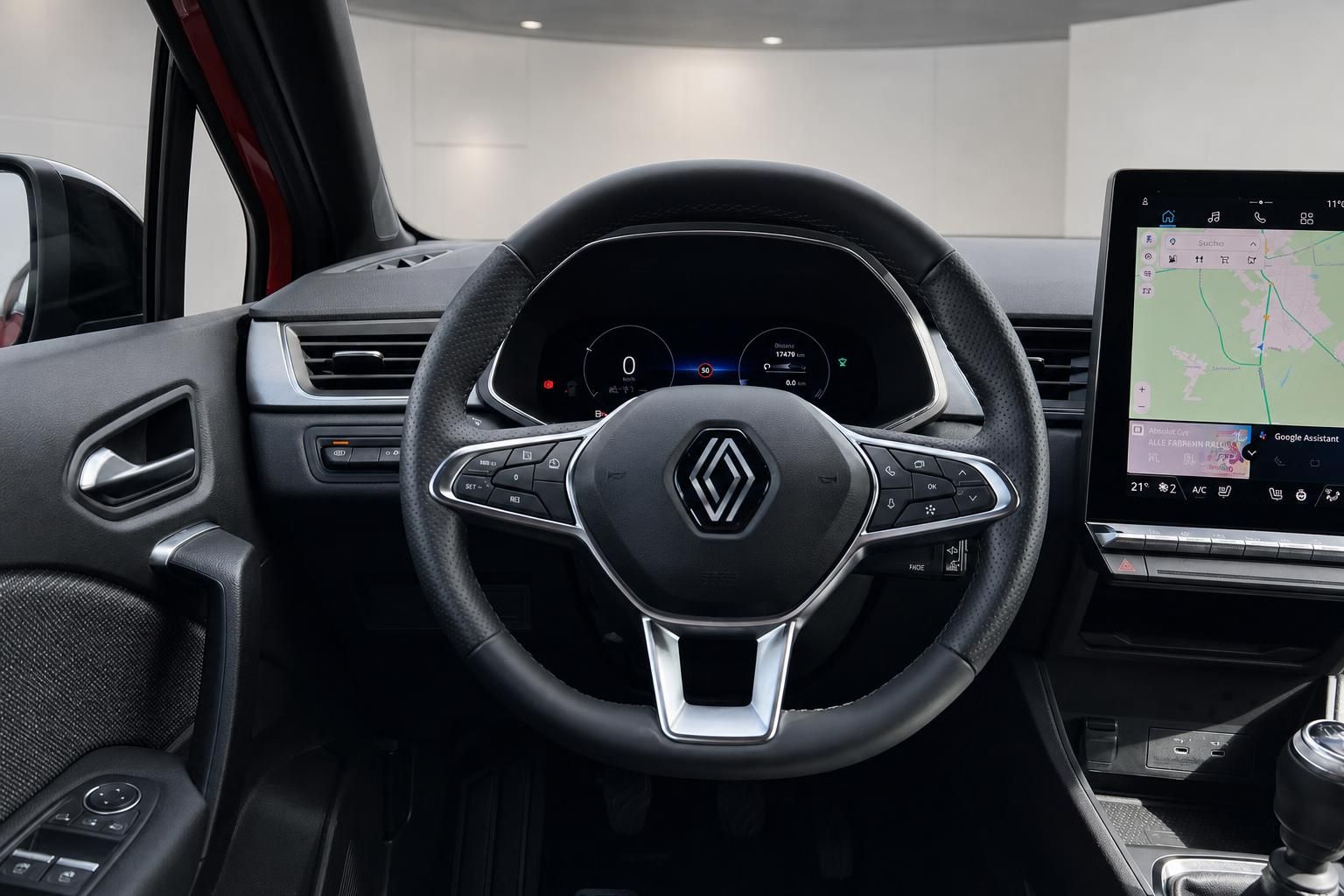 Renault Cockpit mit Lenkrad, digitalem Tacho und großem Touchscreen-Display