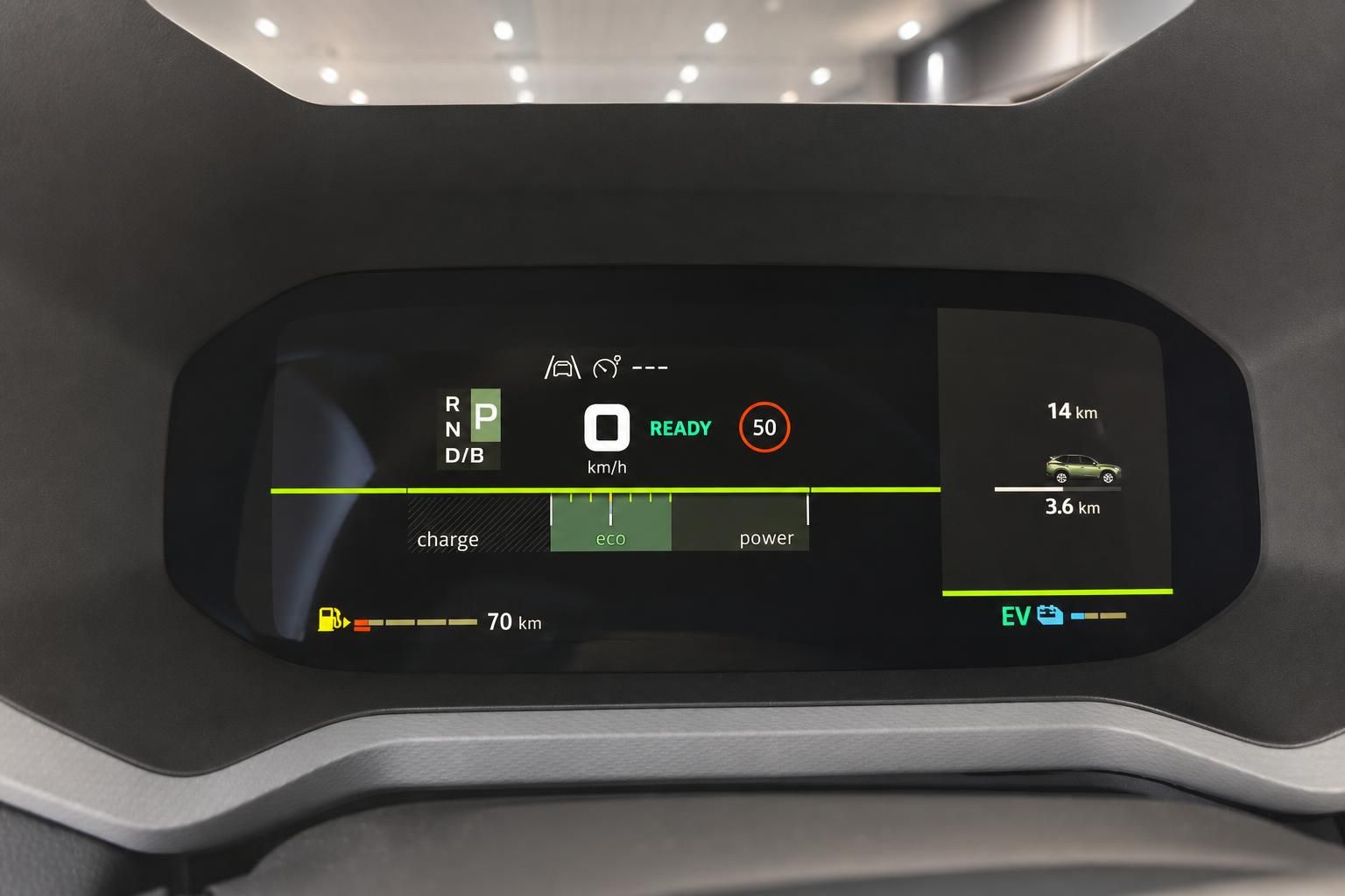 Digitales Kombiinstrument mit Elektrofahrzeug Anzeigen und Reichweiten-Information