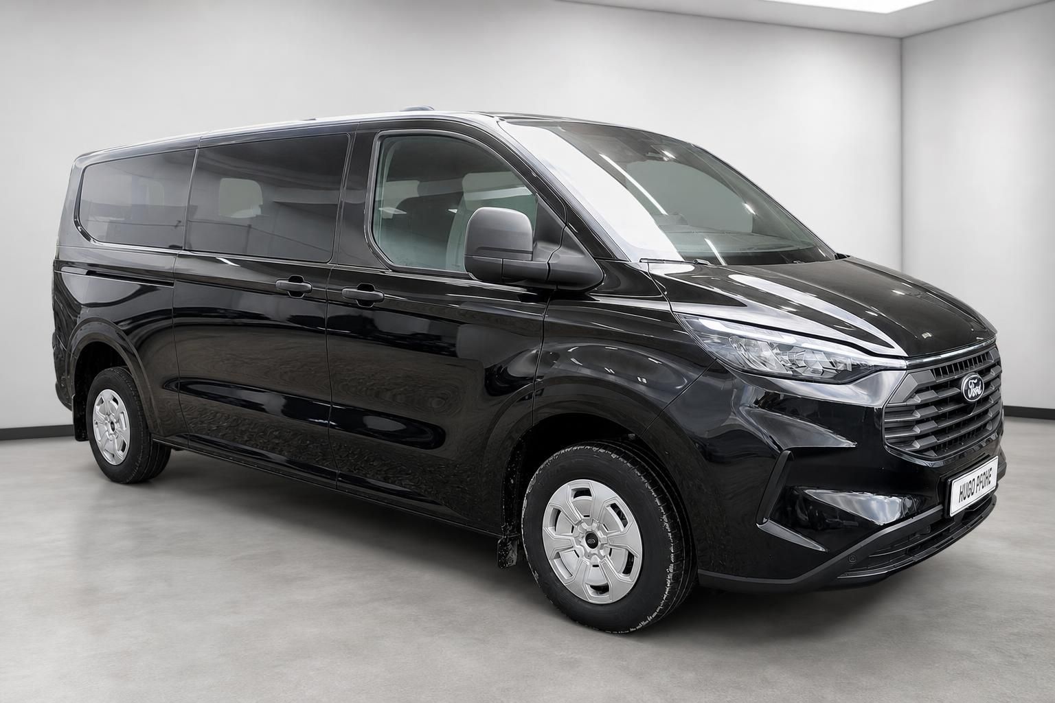 Ford Transit Custom schwarz Seitenansicht Van Neufahrzeug
