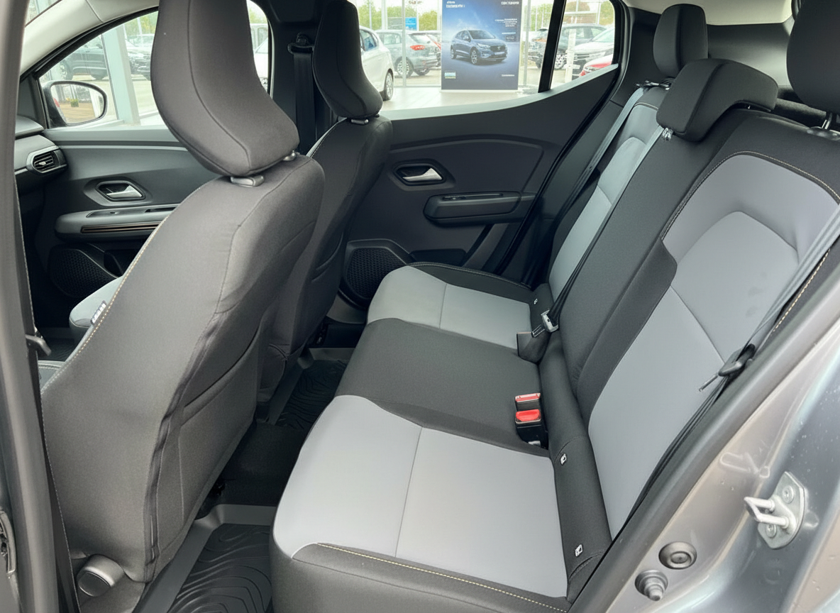 Dacia Sandero Innenraum Rücksitzbank schwarz-grau mit Sicherheitsgurten