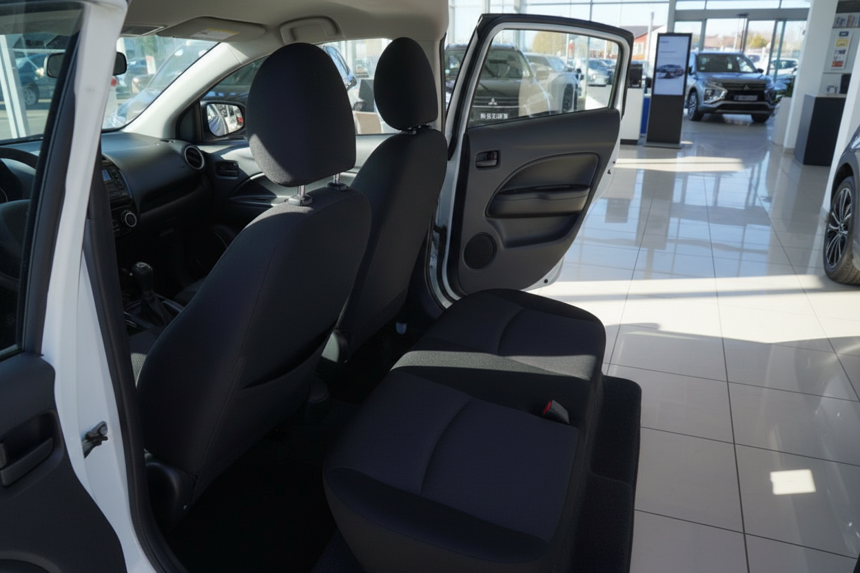 Mitsubishi Space Star Innenraum Rücksitz schwarz Stoff im Autohaus