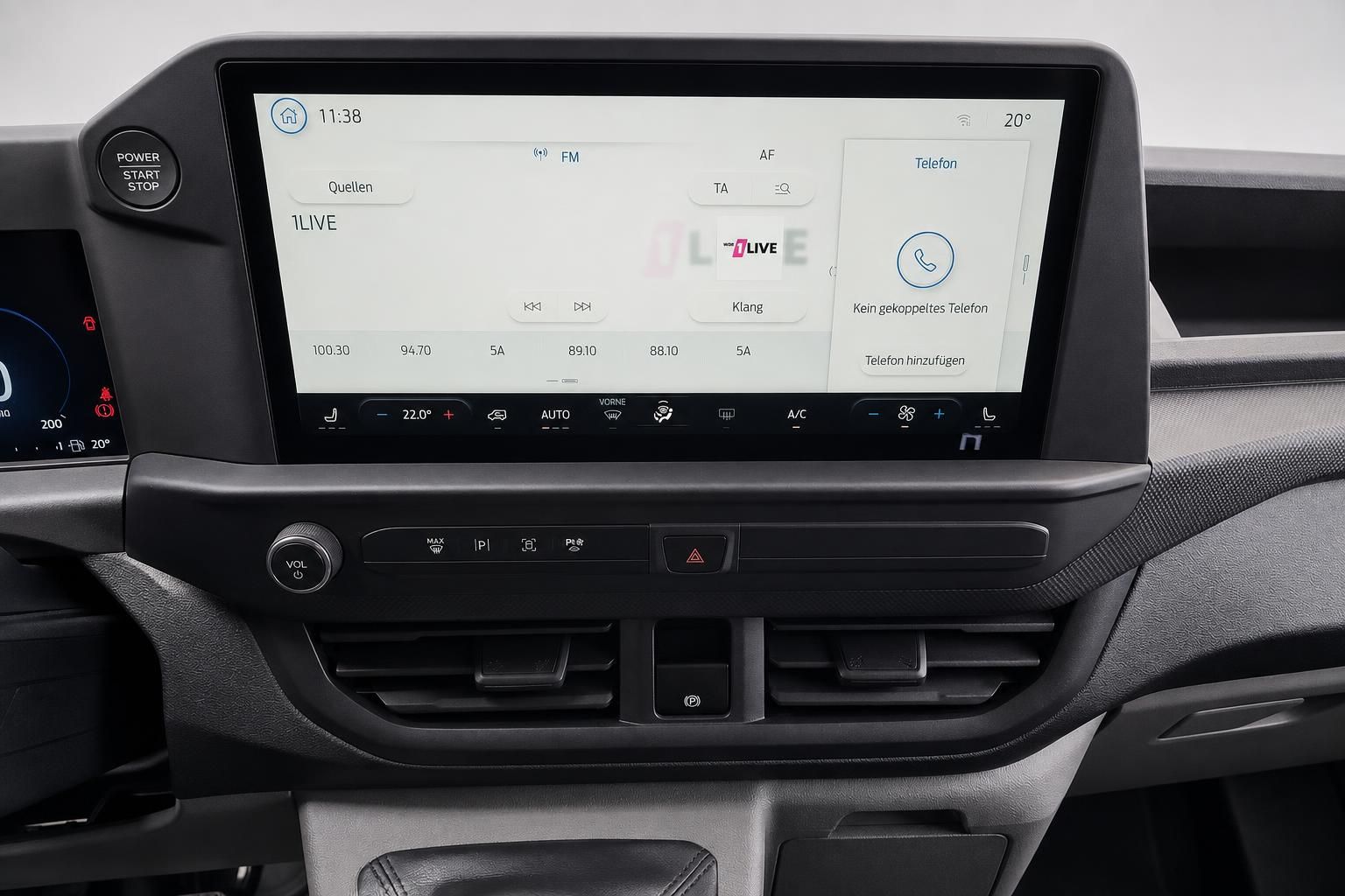 Ford Transit Custom Infotainment-Display Nahaufnahme