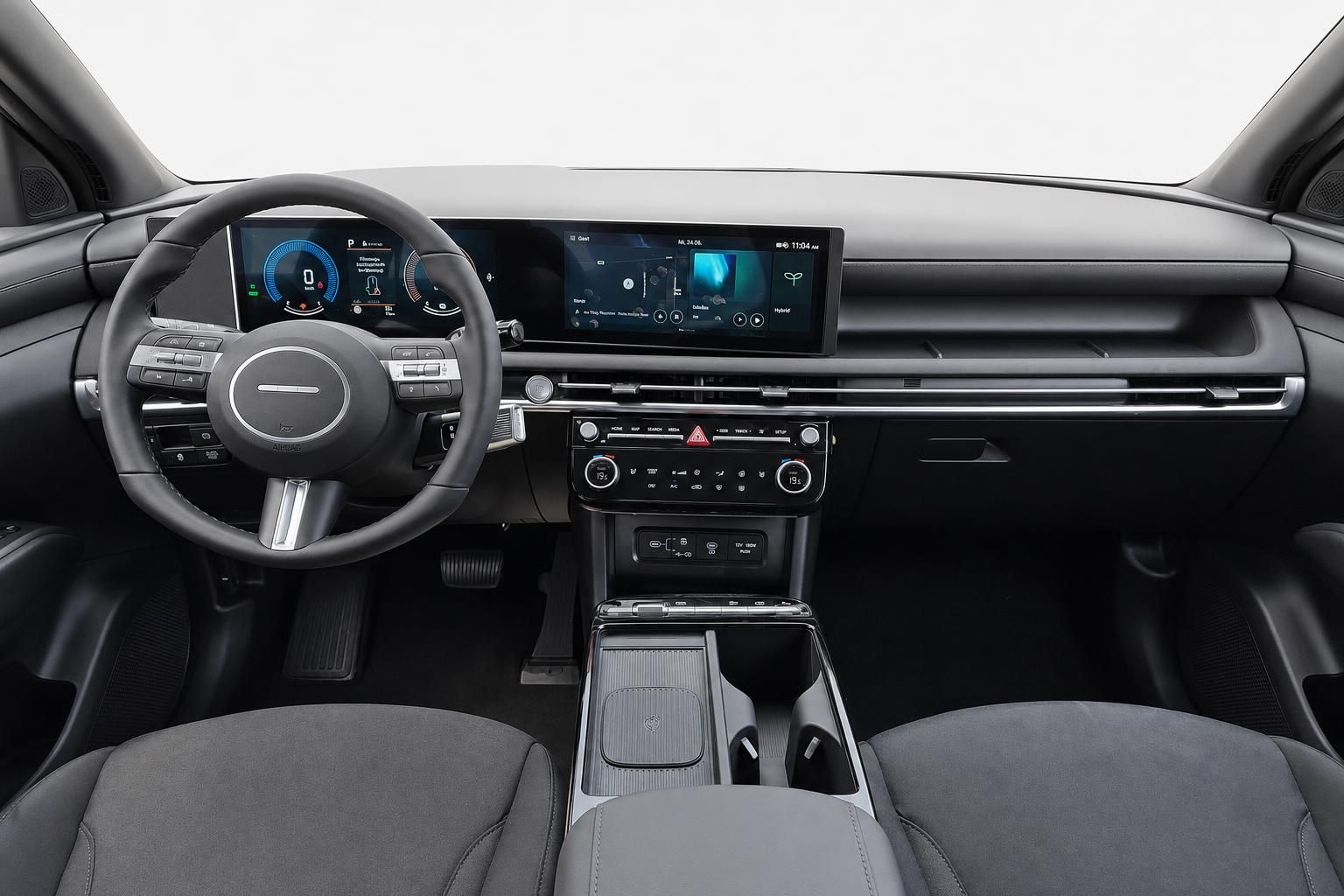 Hyundai Cockpit mit Lenkrad, Displays und Mittelkonsole im Ueberblick