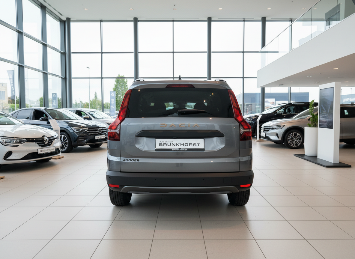 Dacia Jogger grau Heckansicht im Autohaus Brunkhorst Showroom