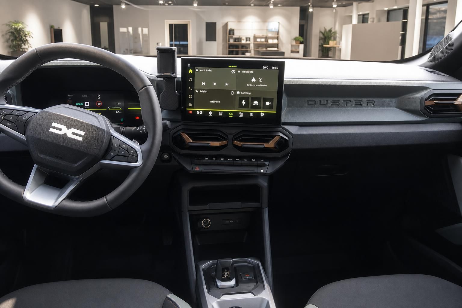Dacia Duster Cockpit mit Lenkrad und Touchscreen-Display