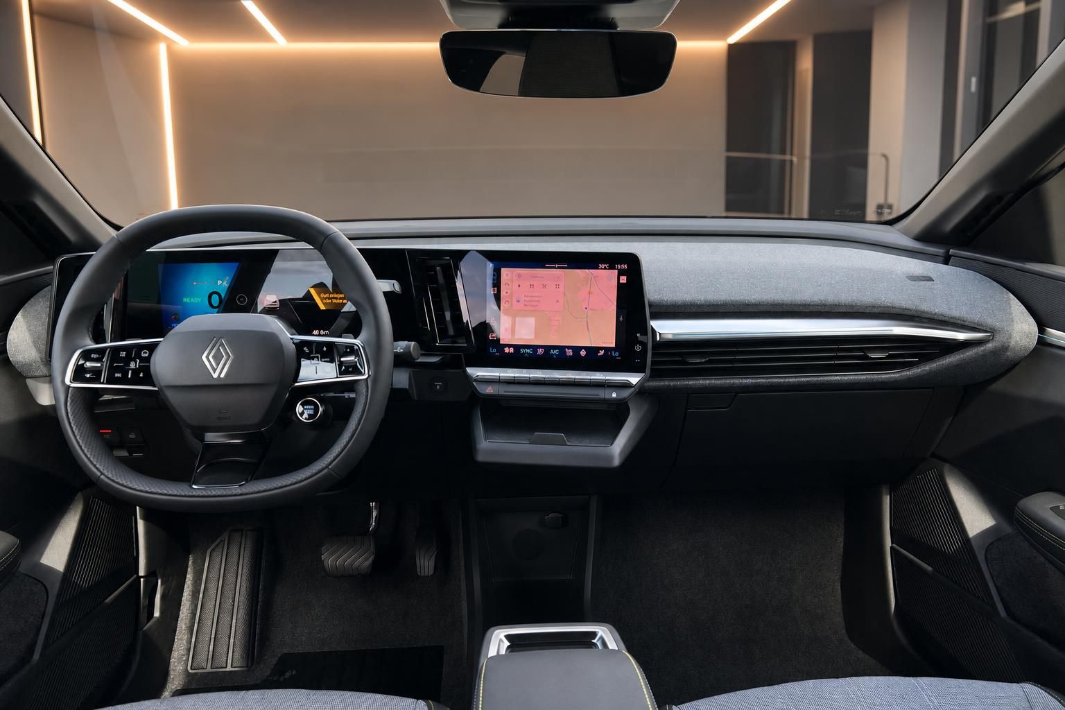 Renault Megane E-Tech Cockpit mit Lenkrad und Touchscreen-Display