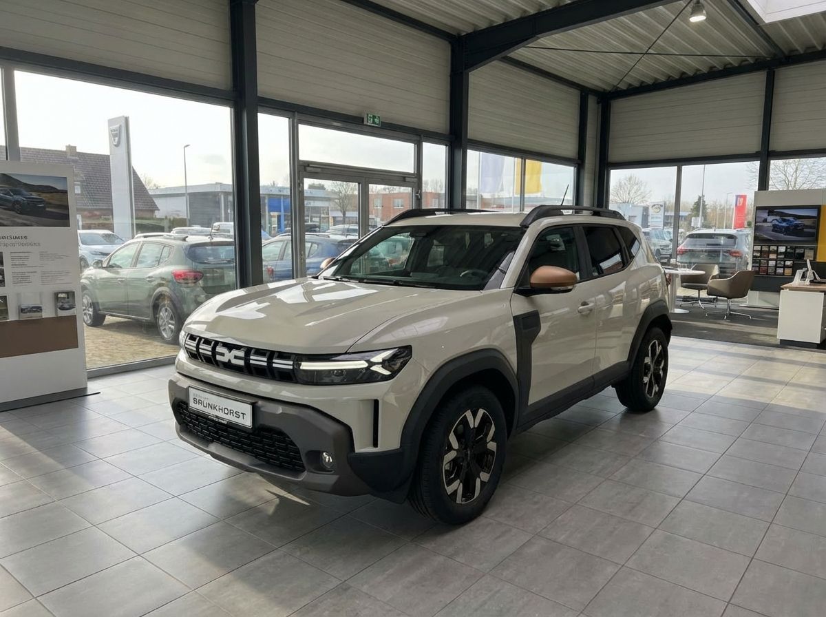 Dacia Duster SUV in Beige im Autohaus Brunkhorst Showroom, Frontansicht