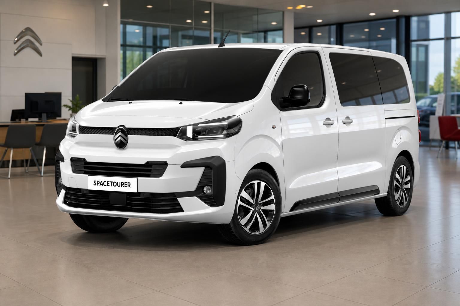 Citroën Spacetourer weiss Frontansicht im Autohaus – geräumiger Van mit modernem Design