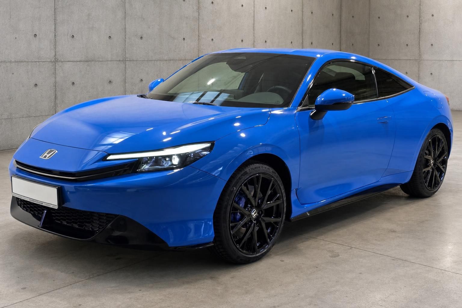 Honda Prelude blau, Frontansicht schräg, Coupé mit schwarzen Alufelgen