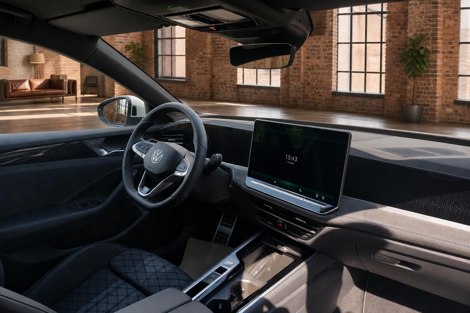 VW Cockpit mit Infotainment-Display und modernem Interieur