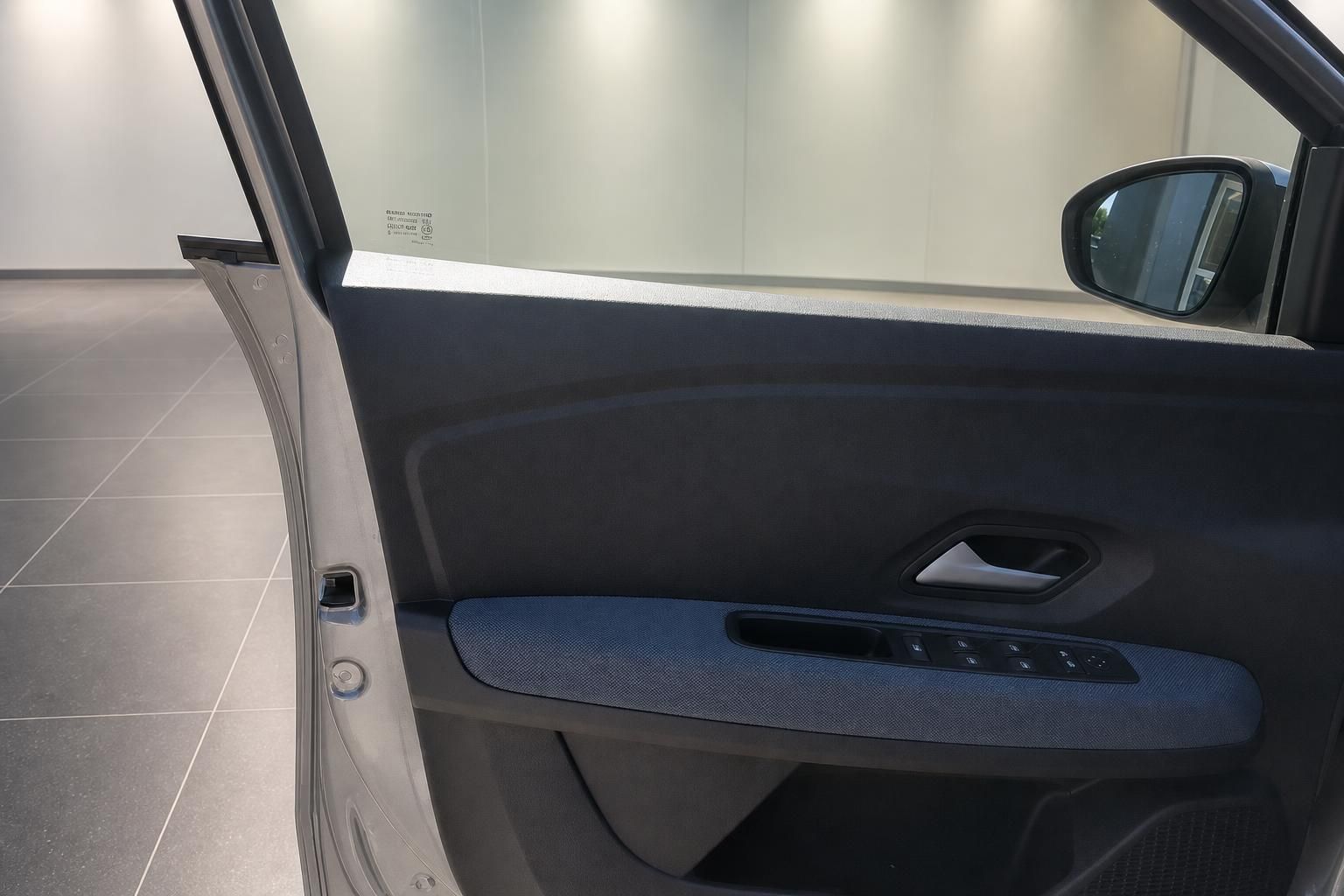 Dacia Fahrertuer von innen mit Bedienelementen und Aussenspiegel