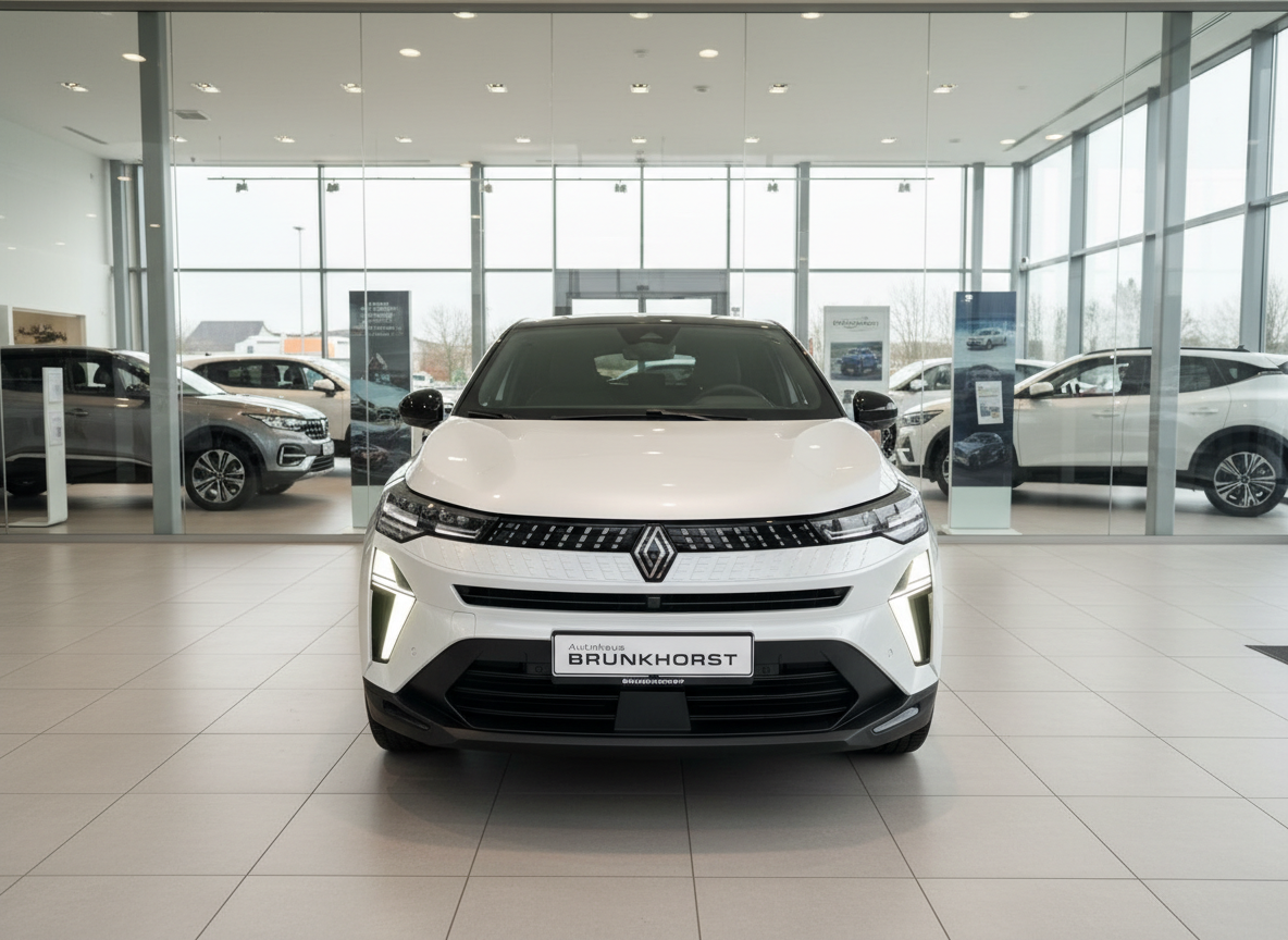 Weißer Renault SUV Frontansicht im Autohaus Brunkhorst Showroom