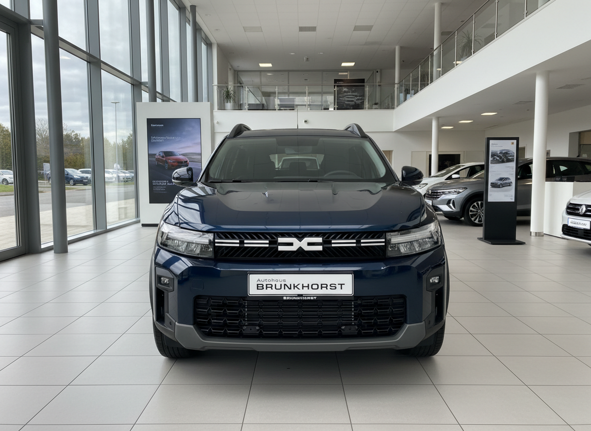 Dacia Lodgy SUV in Dunkelblau Frontansicht im Autohaus Brunkhorst Showroom