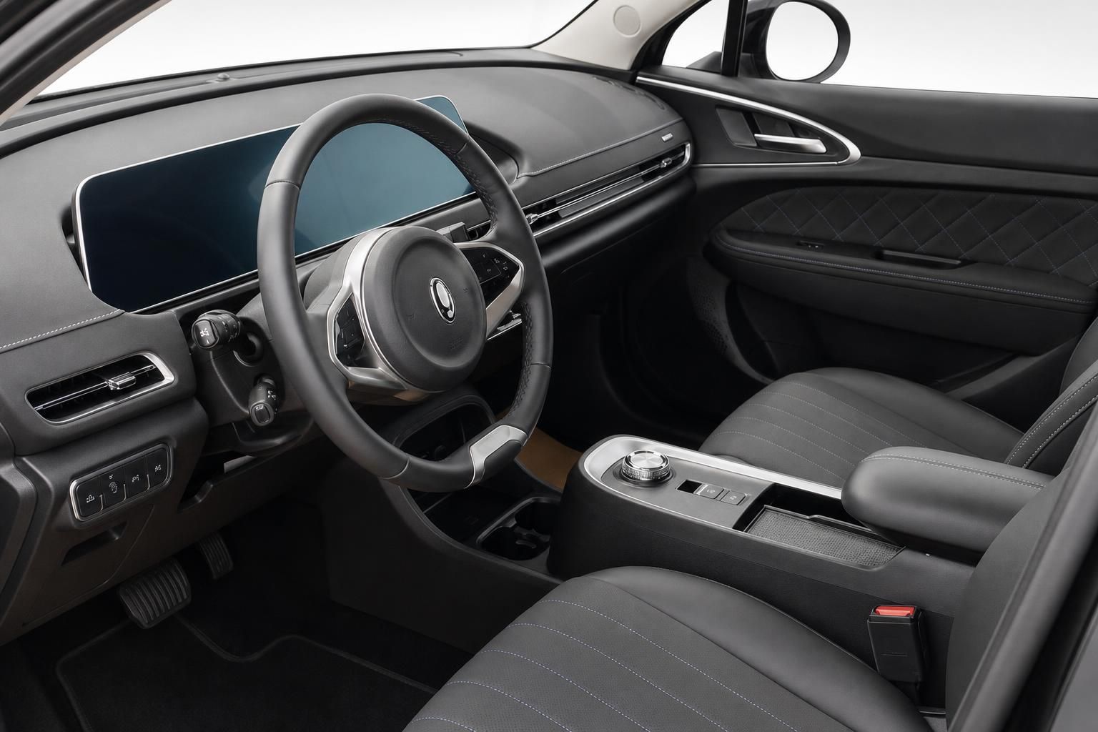 Cockpit und Innenraum mit Lederausstattung des ORA Elektroautos