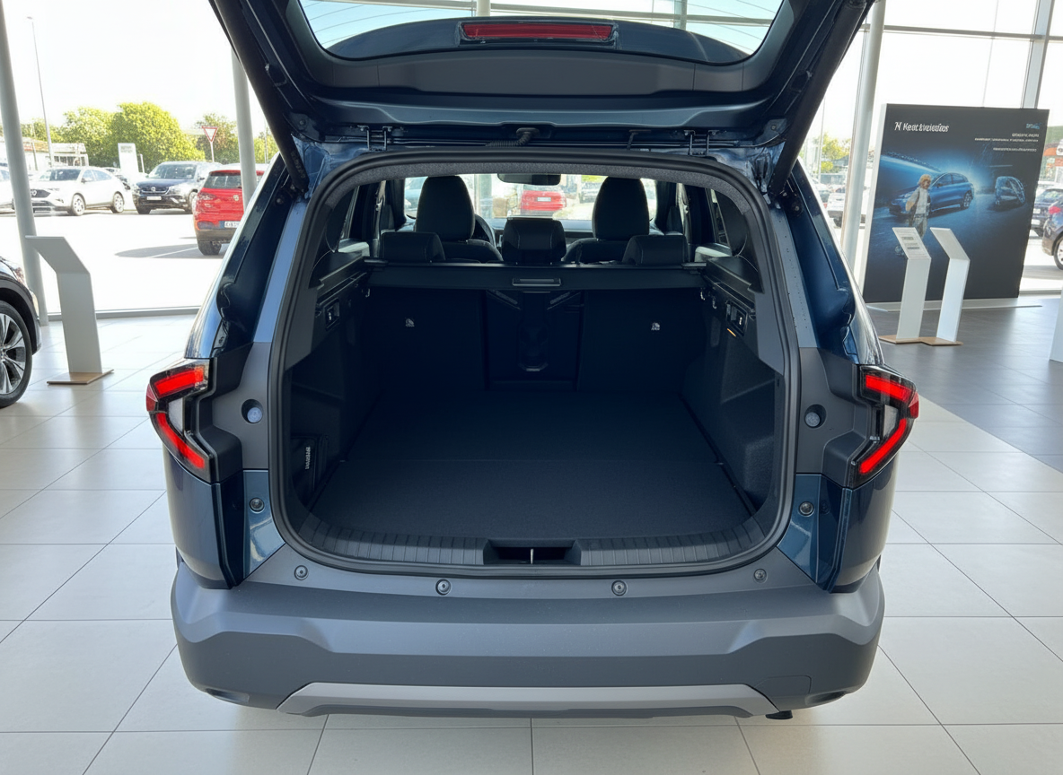 Opel Frontera SUV Kofferraum geöffnet in blaugrau im Autohaus