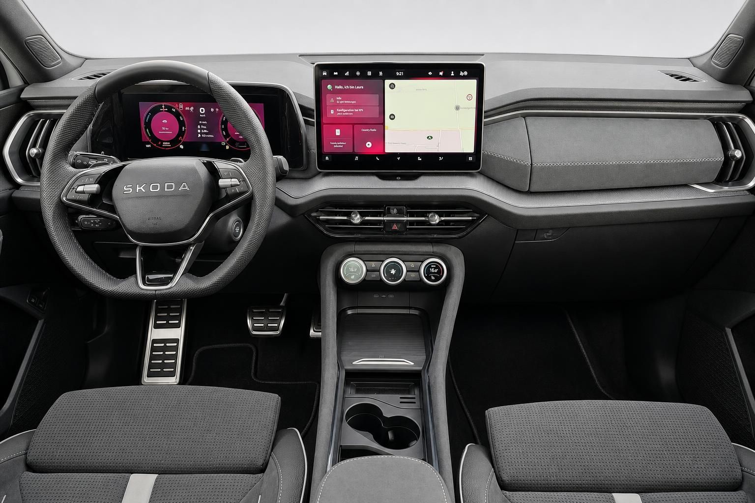Skoda Cockpit mit Lenkrad und digitalem Infotainment-Display