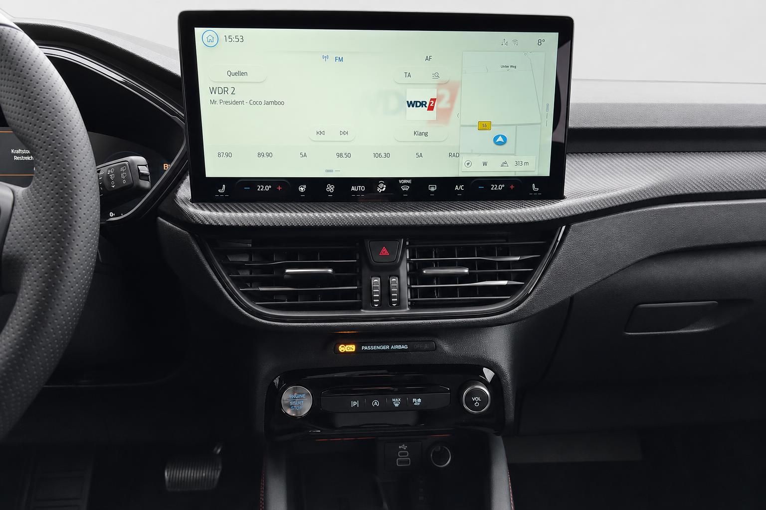Ford Infotainment Touchscreen Navigation und Klimabedienung Detail