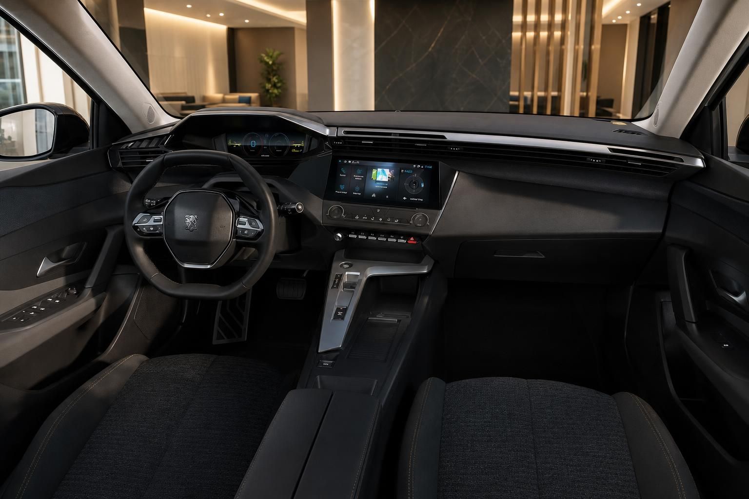 Peugeot 308 Innenraum mit digitalem Cockpit und Lenkrad