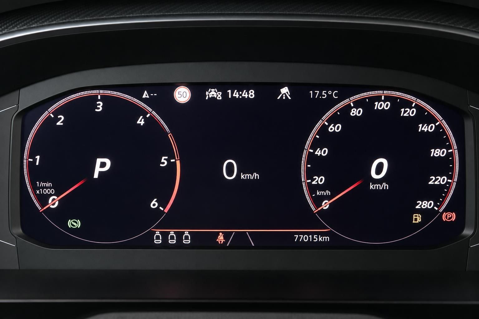 Digitales Kombiinstrument VW Arteon mit Tacho und Drehzahlmesser