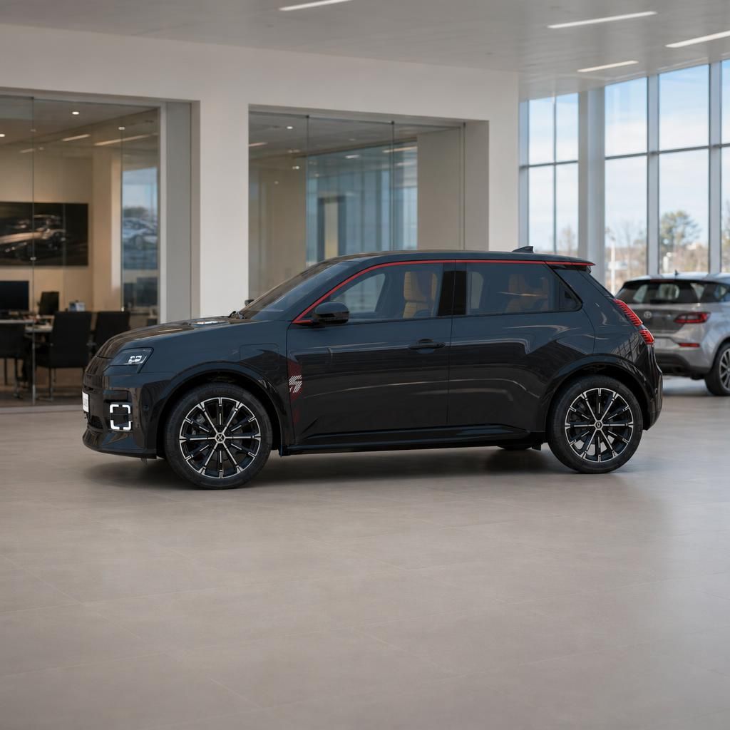 Grauer Renault SUV mit roten Details - Seitenansicht im modernen Autohaus-Showroom