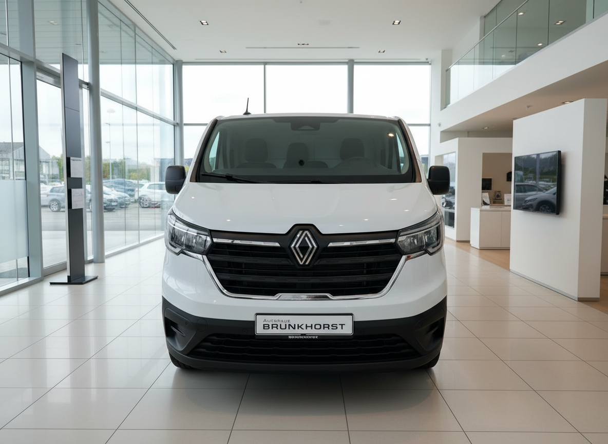 Renault Trafic Kastenwagen weiß Frontansicht im Autohaus Brunkhorst Showroom