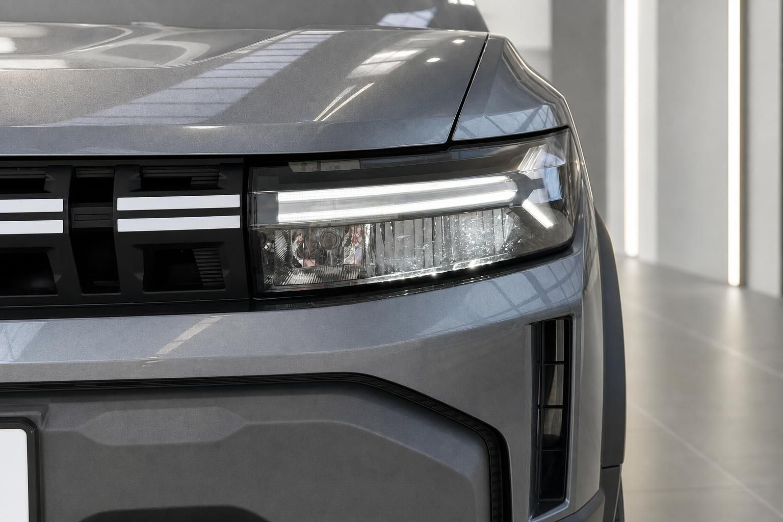 Dacia Duster LED-Scheinwerfer Detailansicht in Grau