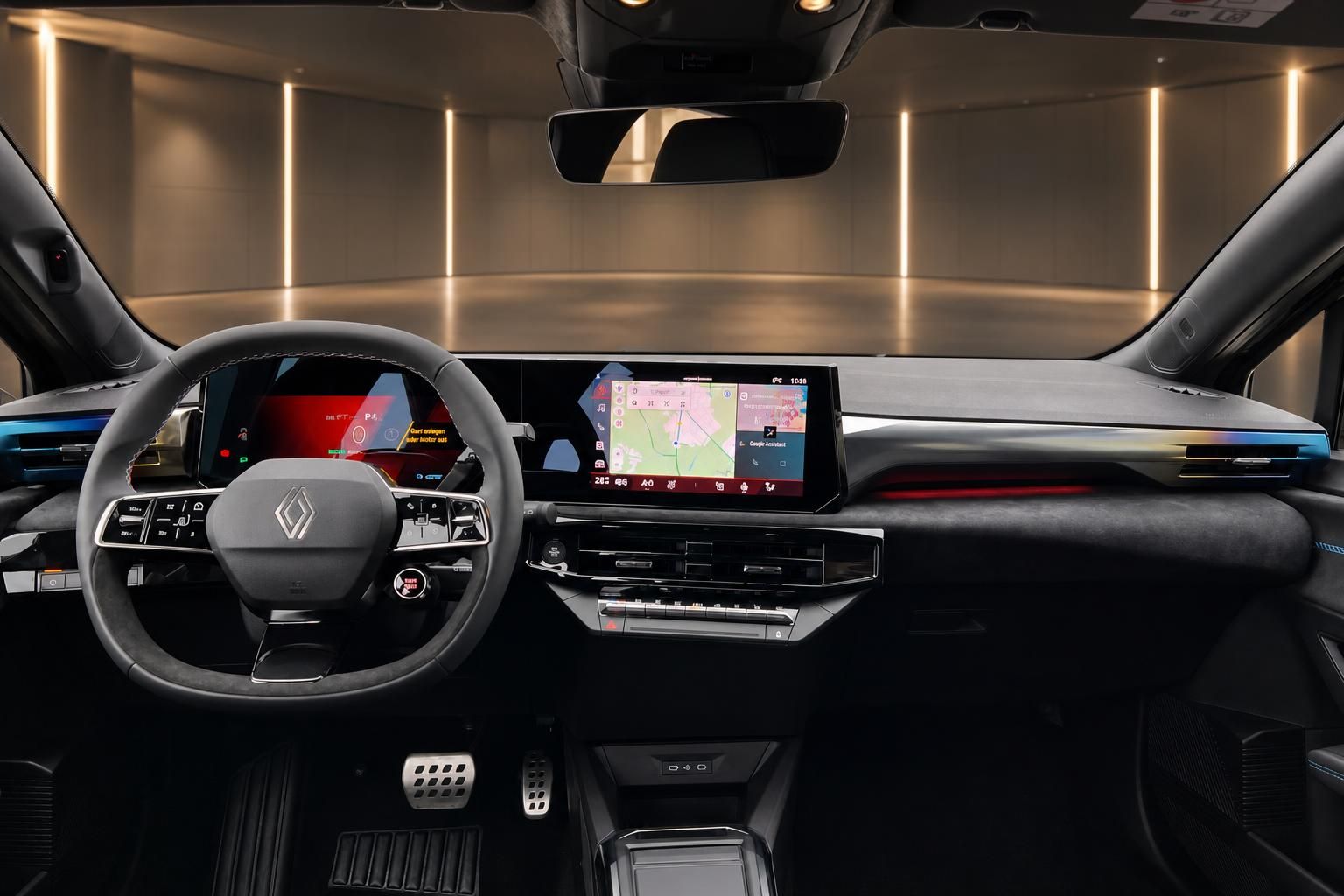 Renault Fahrzeug Armaturenbrett mit digitalem Cockpit und Navigationssystem
