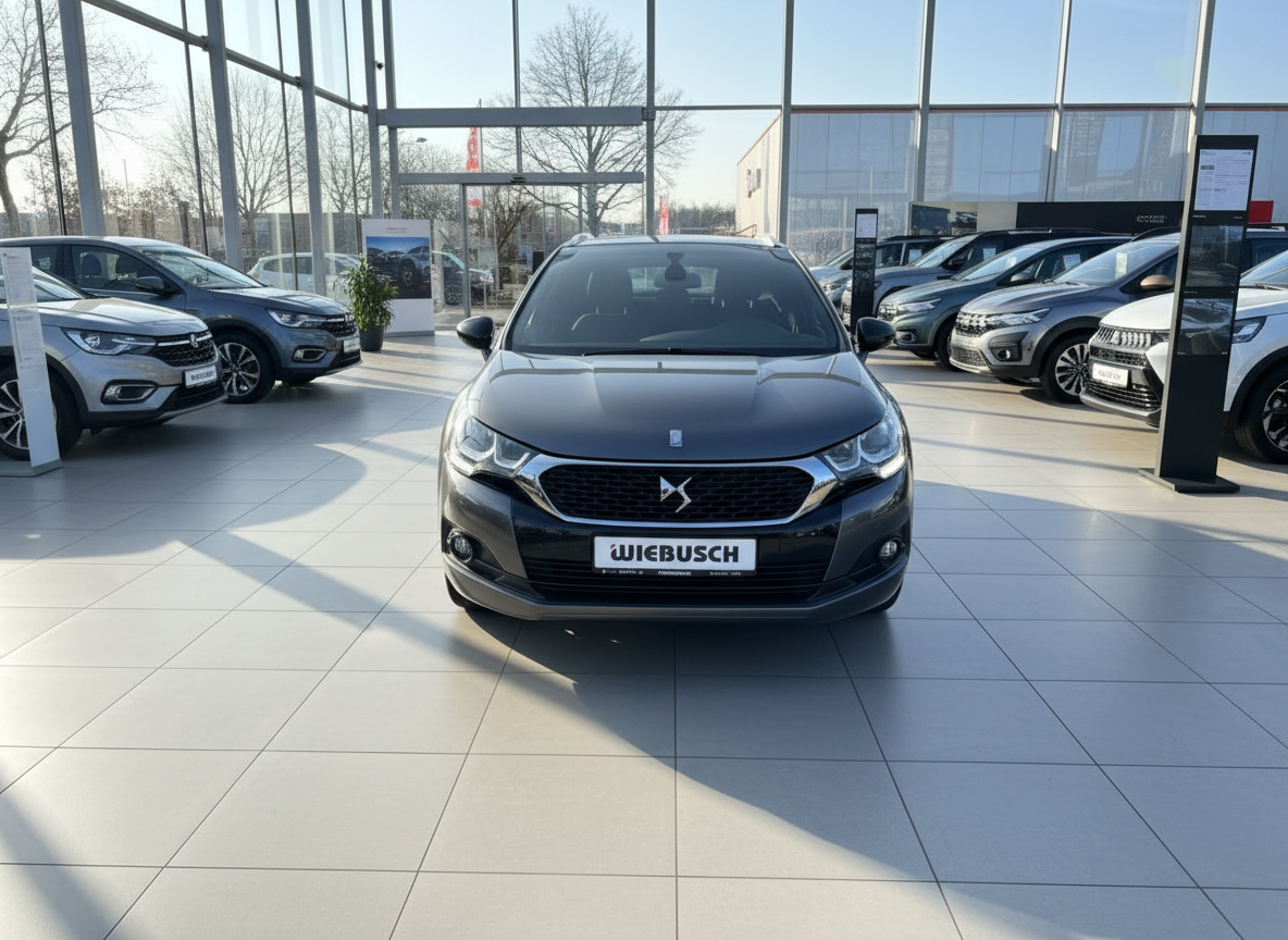 DS4 Crossback Kombi in Schwarz im Autohaus Wiebusch Showroom, Frontansicht