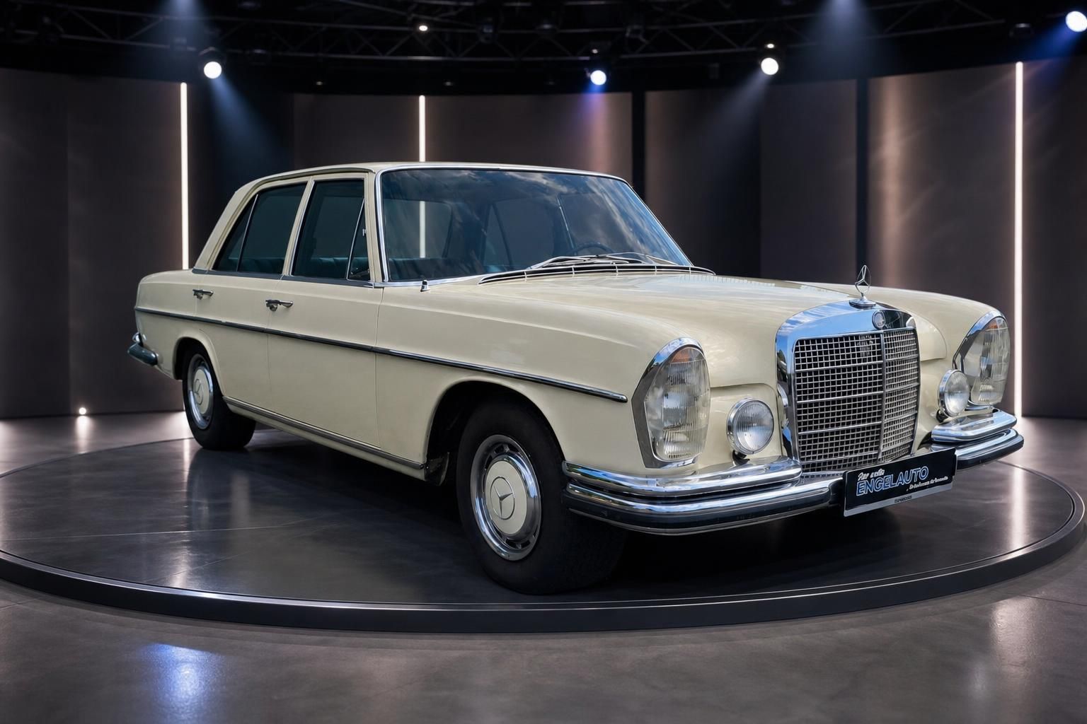 Mercedes-Benz 280 SE W108 Oldtimer cremeweiß Schrägansicht vorne links