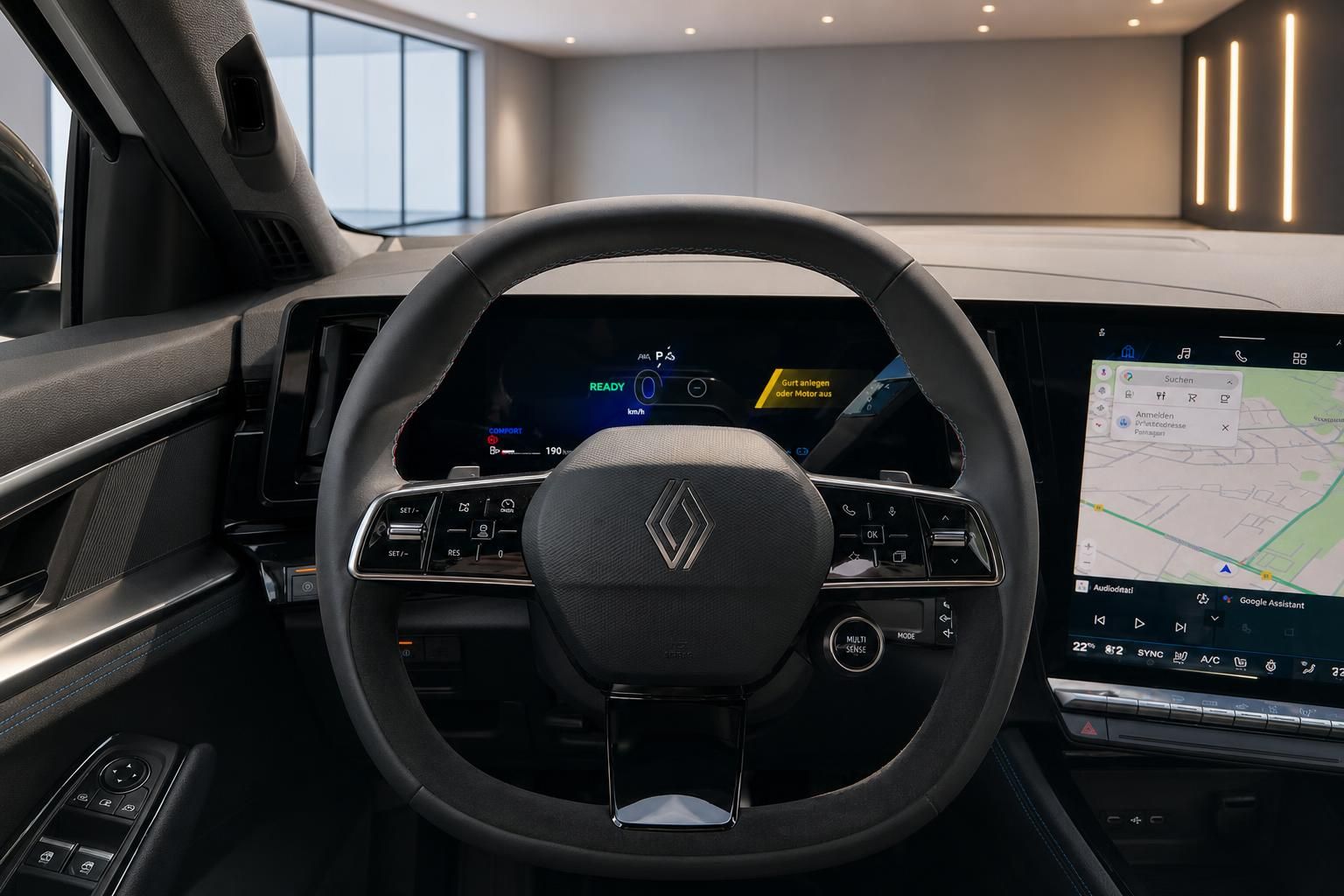 Cockpit mit Lenkrad und digitalem Display eines Renault Fahrzeugs