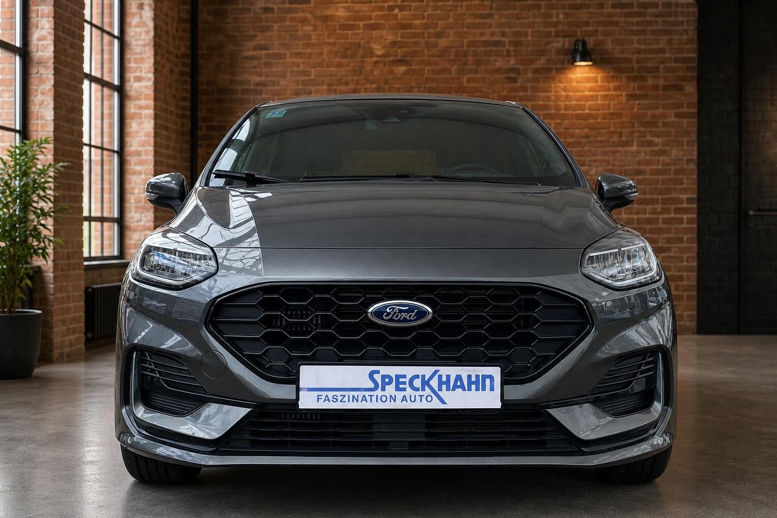 Ford Fiesta grau Frontansicht in Ausstellungsraum – Speckhahn Faszination Auto