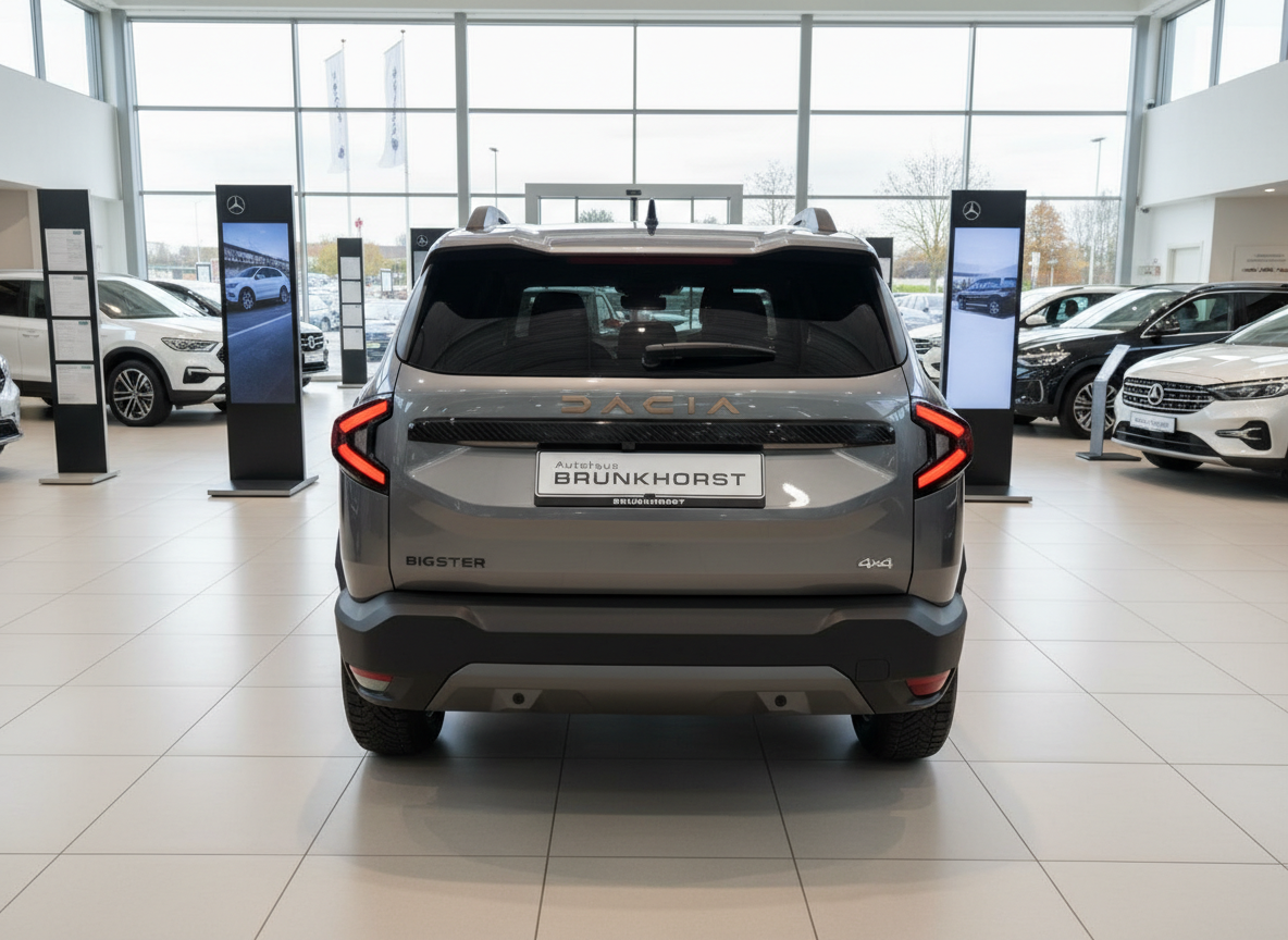 Dacia Bigster 4x4 Grau Heckansicht im Autohaus Brunkhorst Showroom