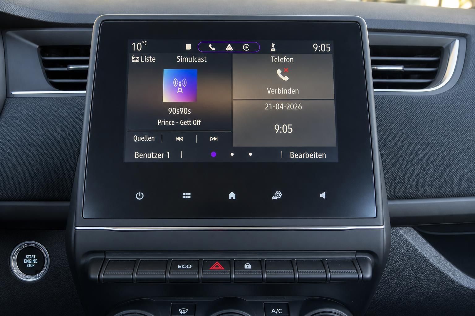 Auto Infotainment System Touchscreen mit Radio und Telefonfunktion