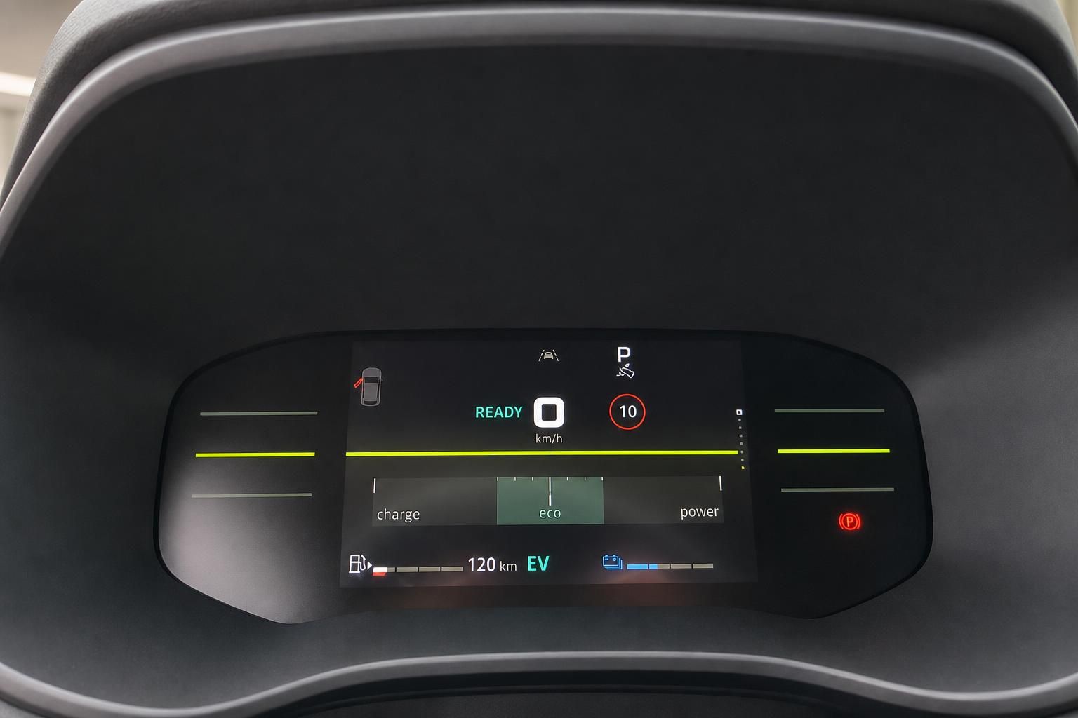 Digitales Kombiinstrument Elektrofahrzeug mit Reichweitenanzeige 120km im Eco-Modus