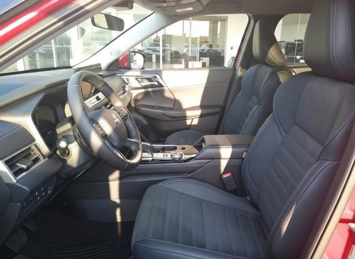 Mitsubishi SUV Innenraum mit schwarzen Ledersitzen und modernem Cockpit