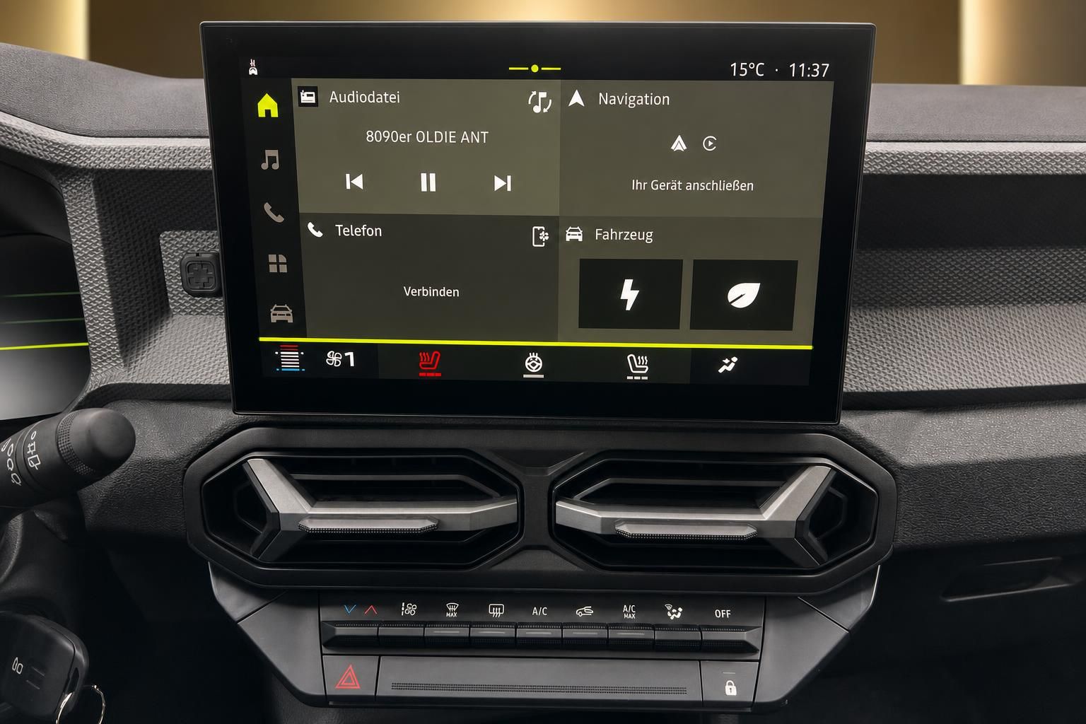 Fahrzeug Infotainment-Touchscreen mit Navigation und Klimasteuerung