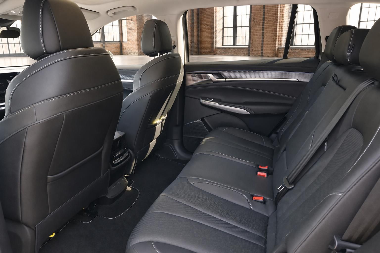MG Rücksitzbank mit schwarzem Lederinterieur im Detail