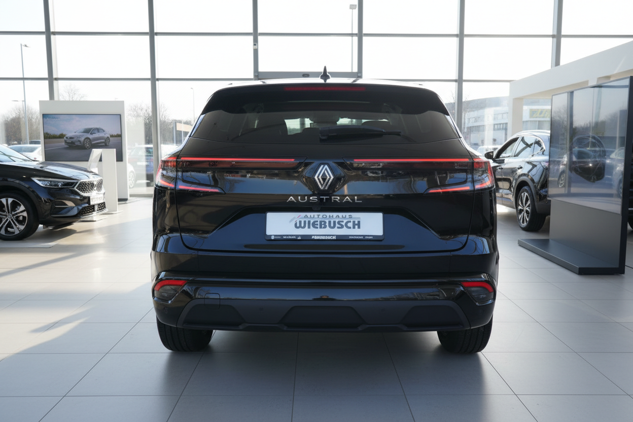 Renault Austral SUV schwarz Heckansicht im Autohaus Wiebusch Showroom