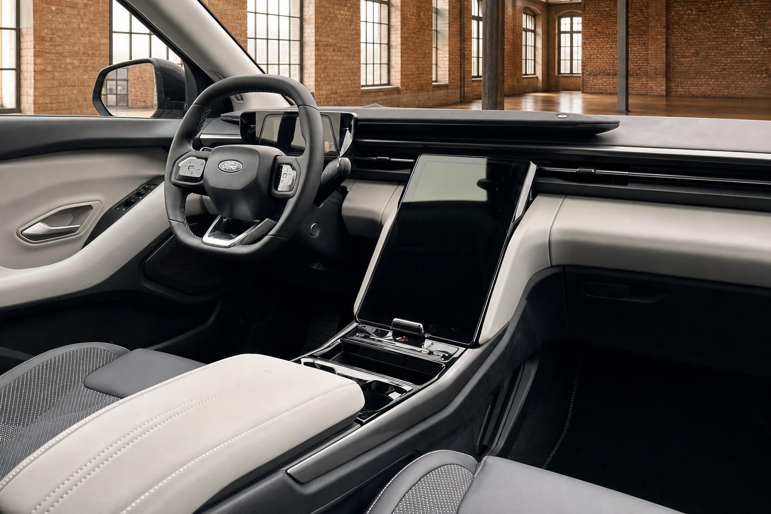 Ford Explorer Cockpit mit Lenkrad und großem Touchscreen