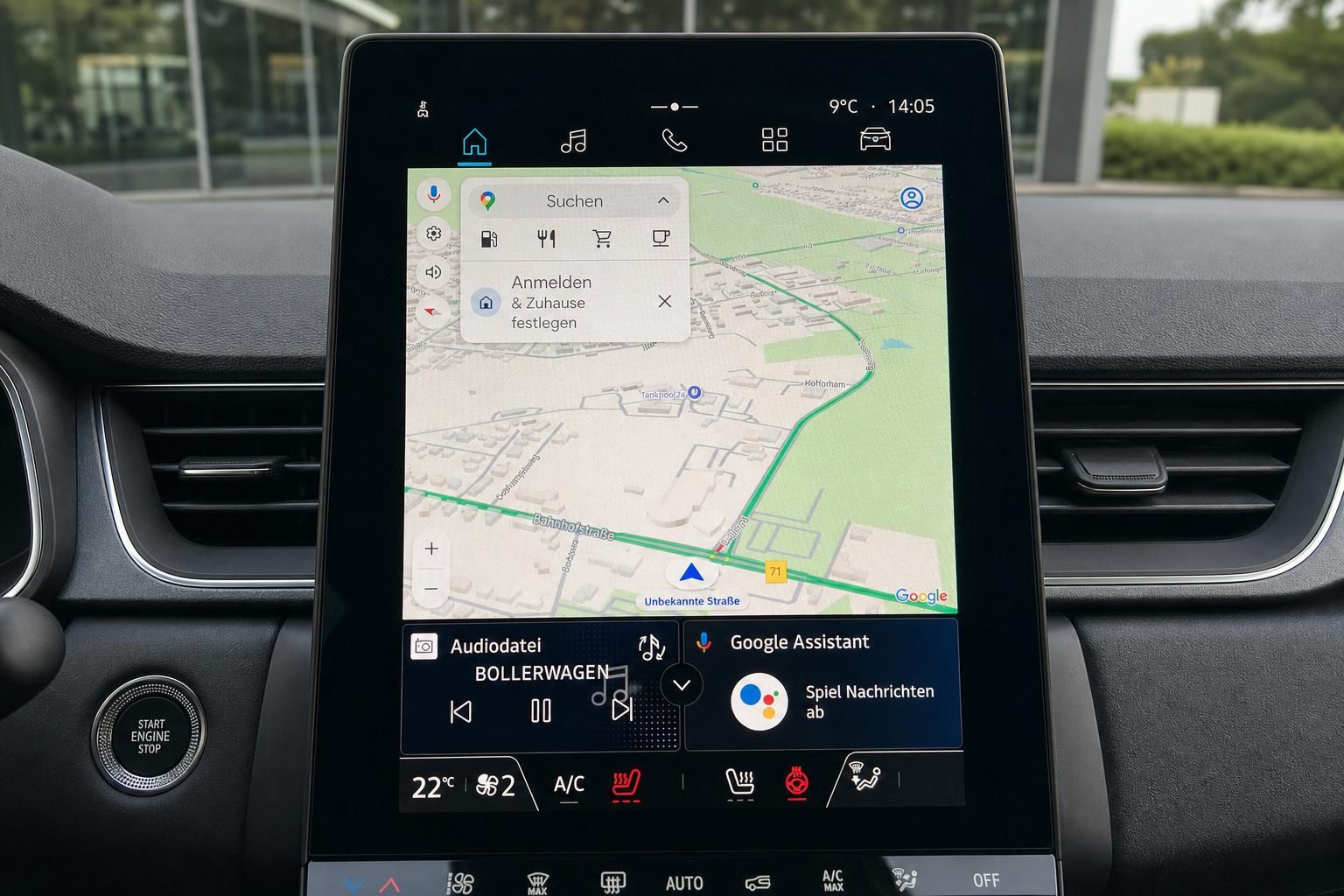 Renault Infotainment-System mit Touchscreen, Google Maps Navigation und Klimaregelung