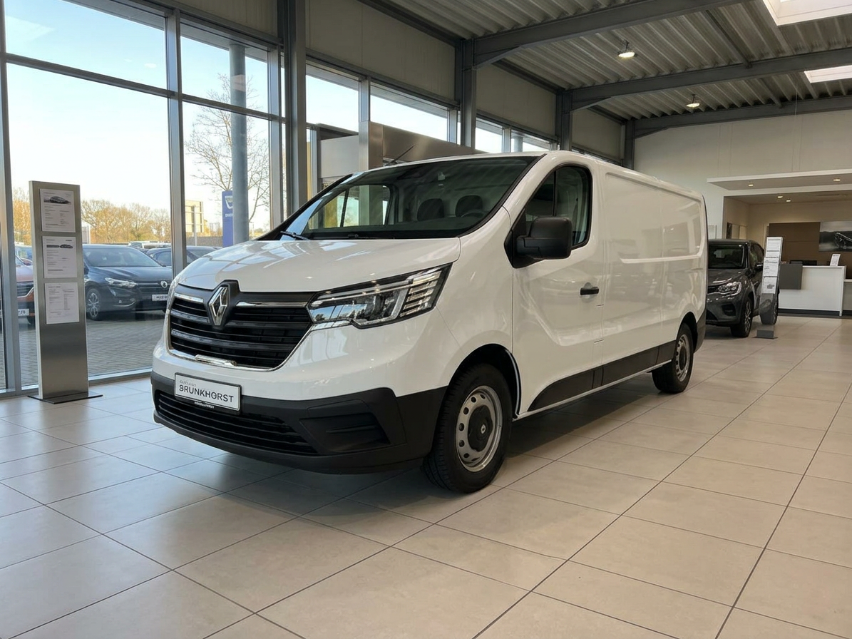 Weißer Renault Trafic Kastenwagen im Autohaus Brunkhorst Showroom