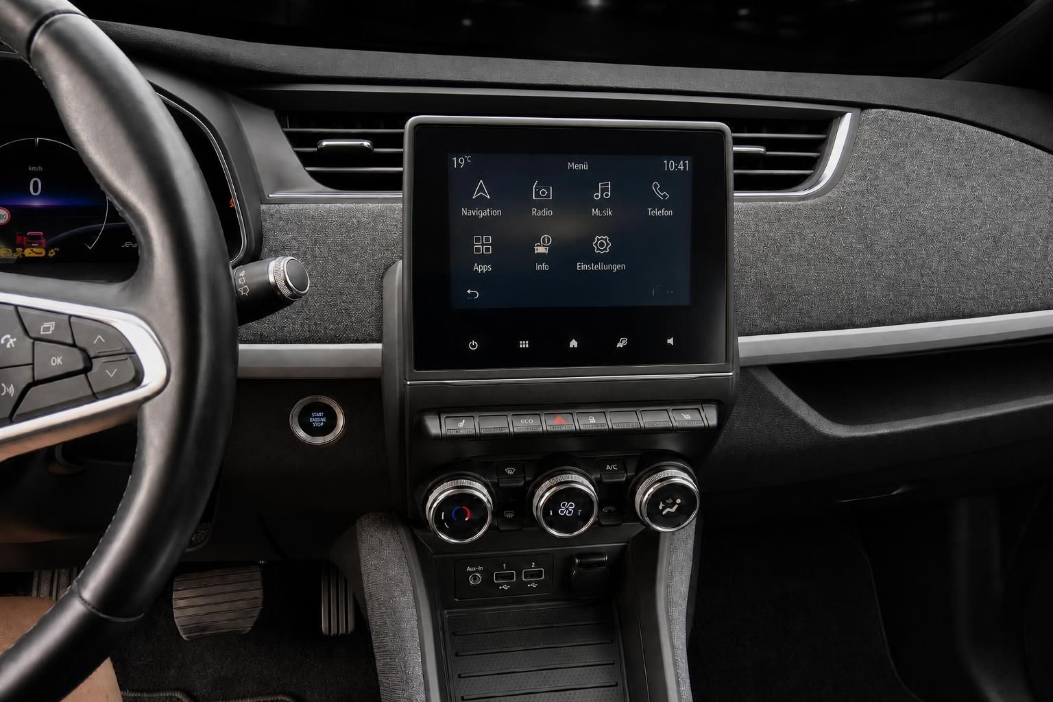 Renault Zoe Touchscreen Infotainment mit Menüansicht