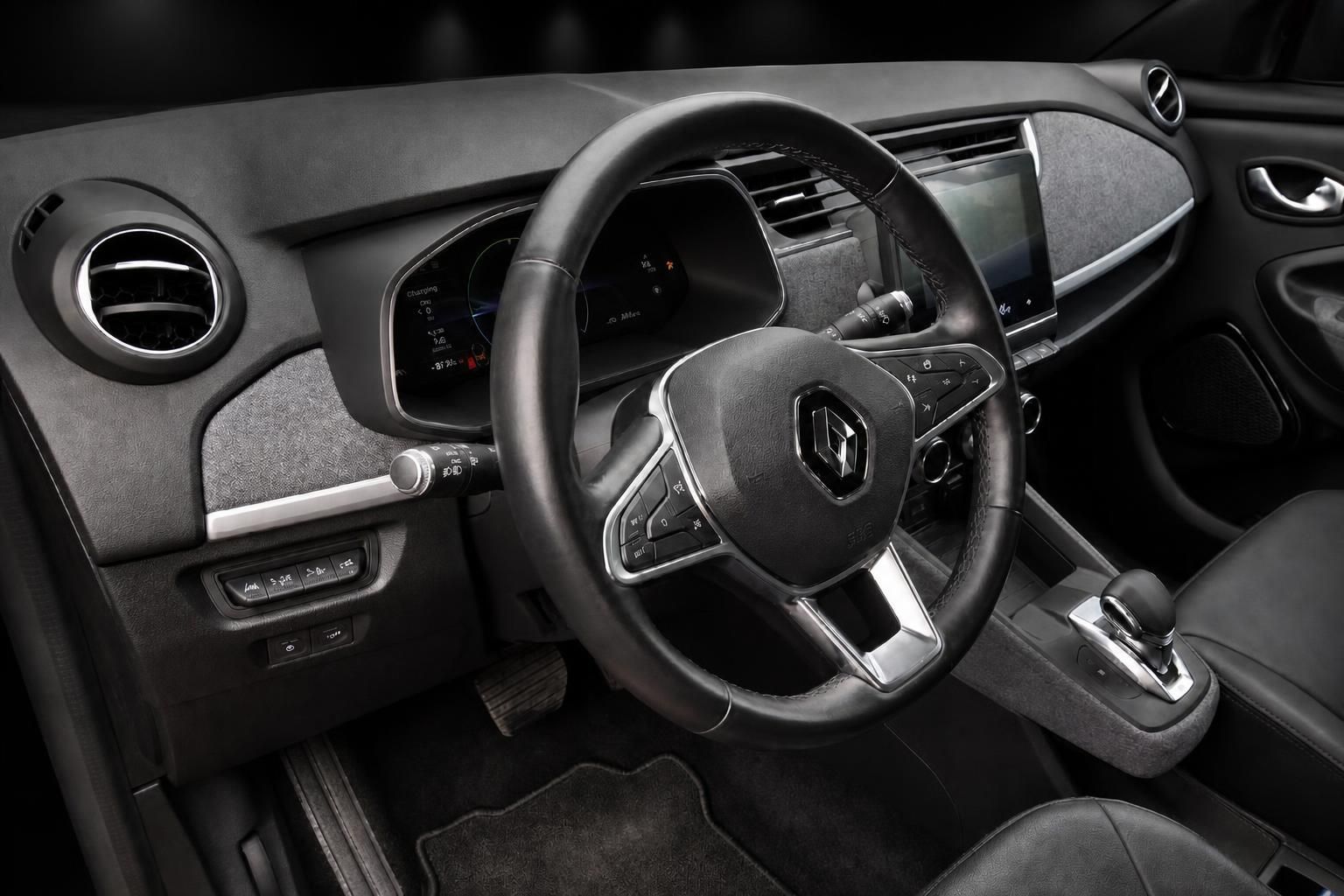 Renault Zoe Cockpit Detailansicht Lenkrad und Armaturenbrett