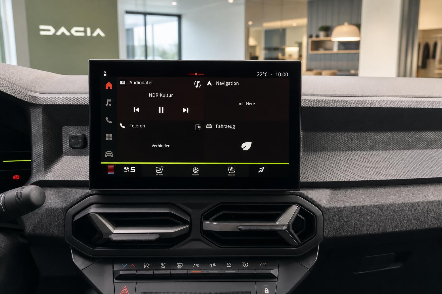 Dacia Touchscreen Infotainmentsystem mit Navigation und Klimasteuerung