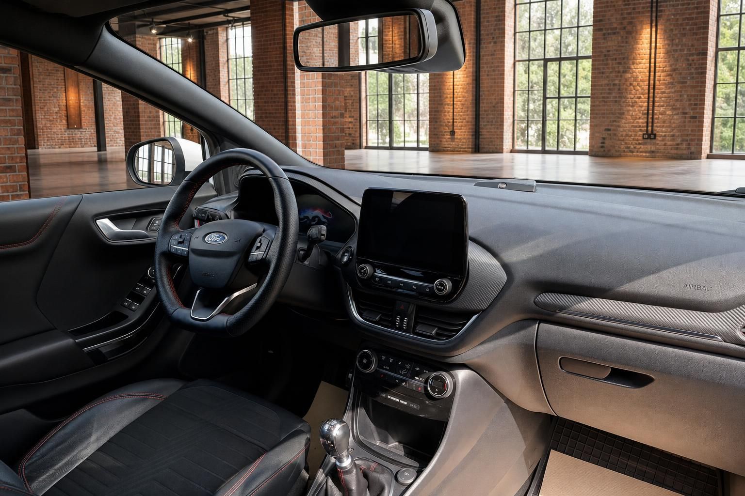 Ford Fiesta Cockpit mit Lenkrad, Touchscreen und Armaturenbrett