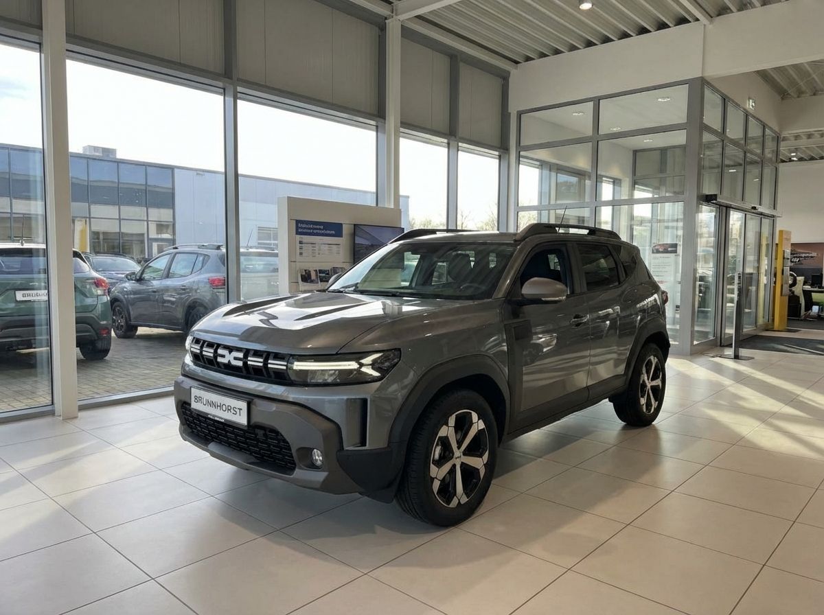 Dacia Duster SUV in Grau im Autohaus Brunnhorst Showroom – Neufahrzeug
