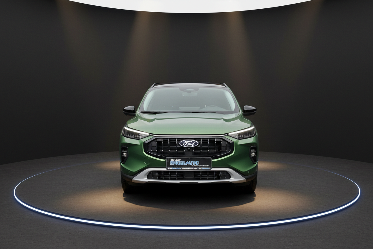 Grüner Ford Kuga Frontansicht im Showroom bei Engelauto