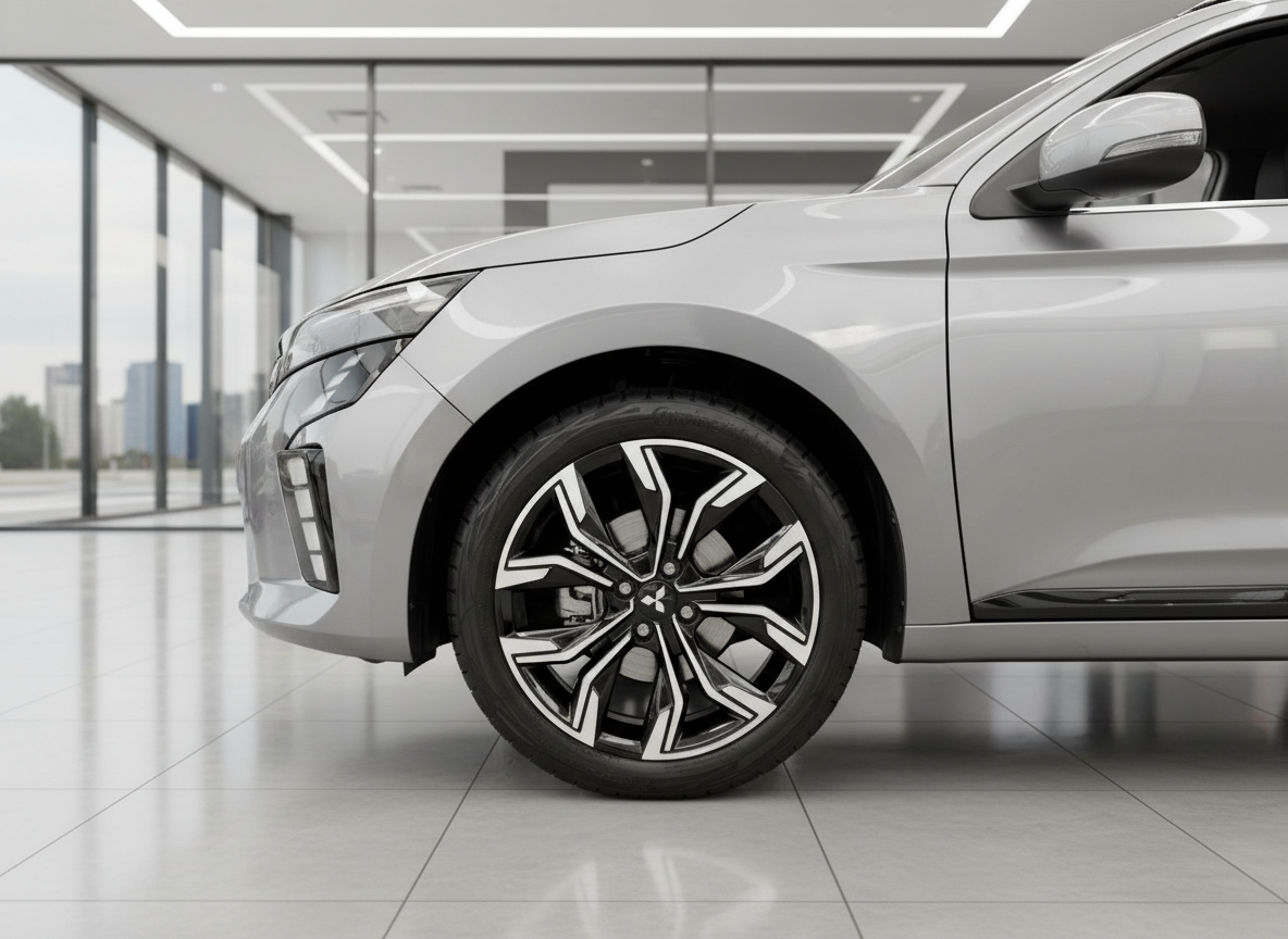 Mitsubishi SUV Silber Frontansicht Felgen Detailaufnahme im Autohaus