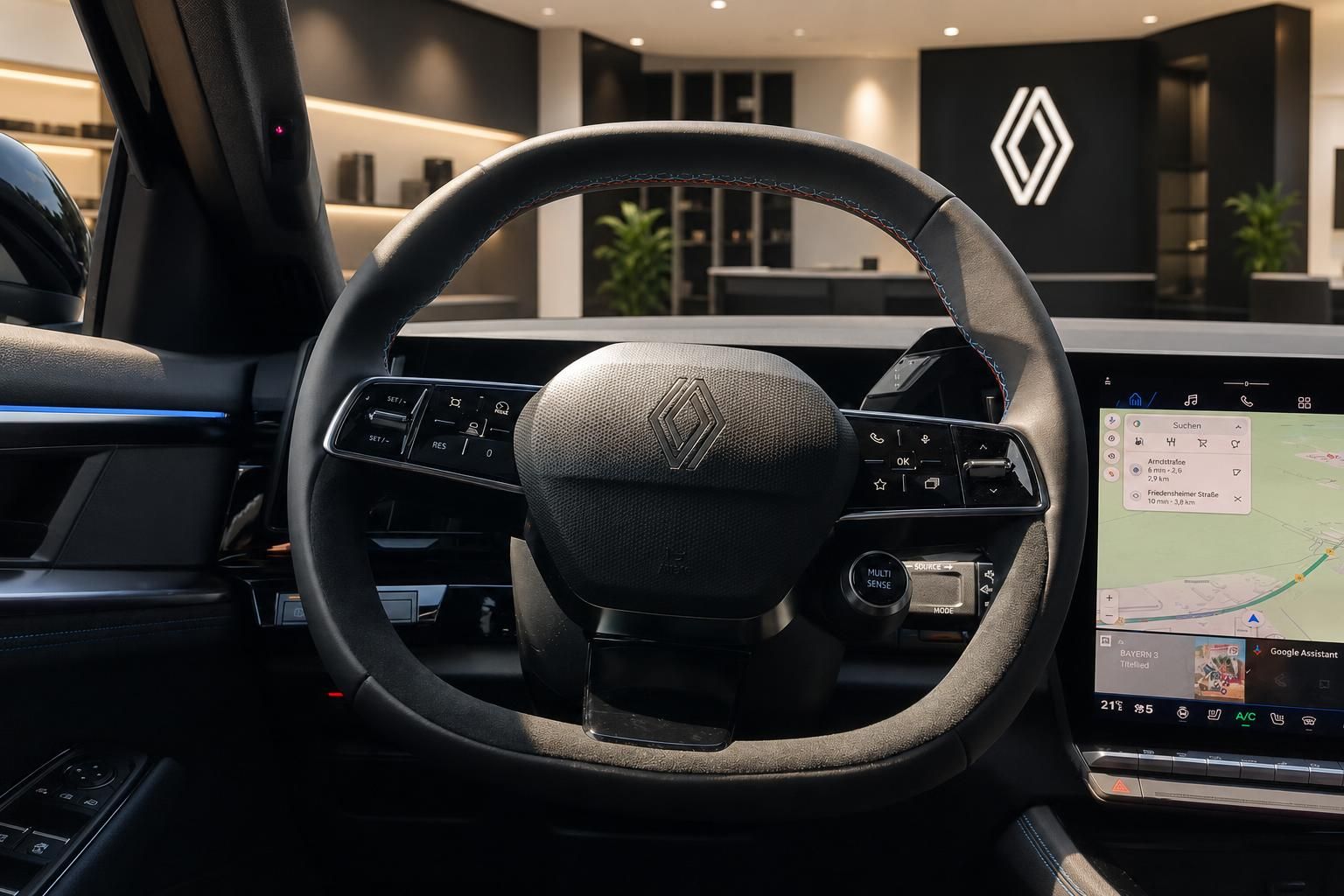 Renault Austral Innenraum Lenkrad und Multimedia-Bildschirm Detail